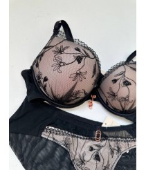 Комплект белья Вероника (черно-бежевый), артикул 13799