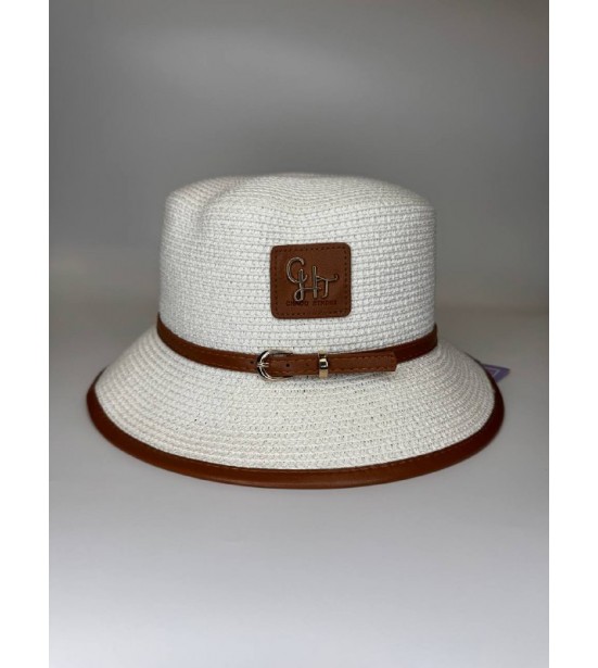Шляпа с ремешком (молочно-белая), артикул 13606