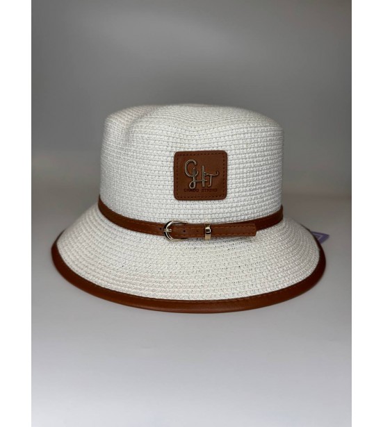 Шляпа с ремешком (молочно-белая), артикул 13606